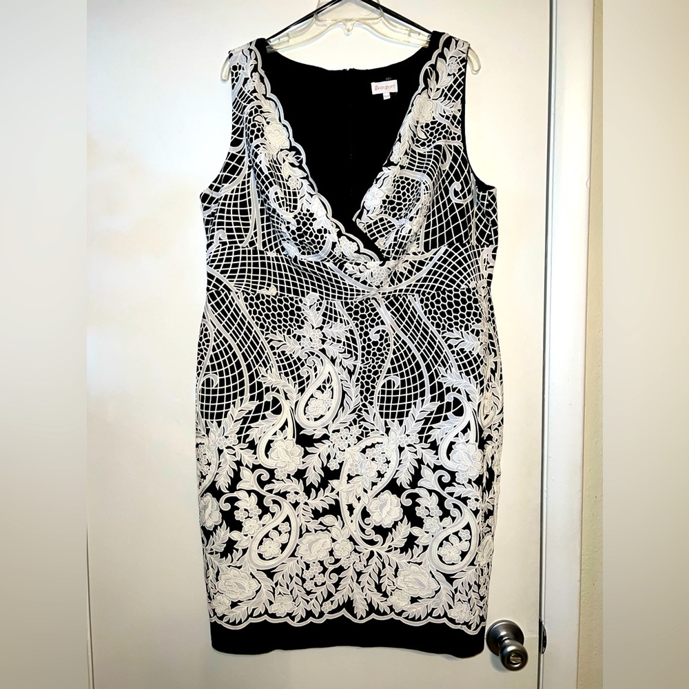 Beauport Black Little Black And Off White Dress Sz 16W